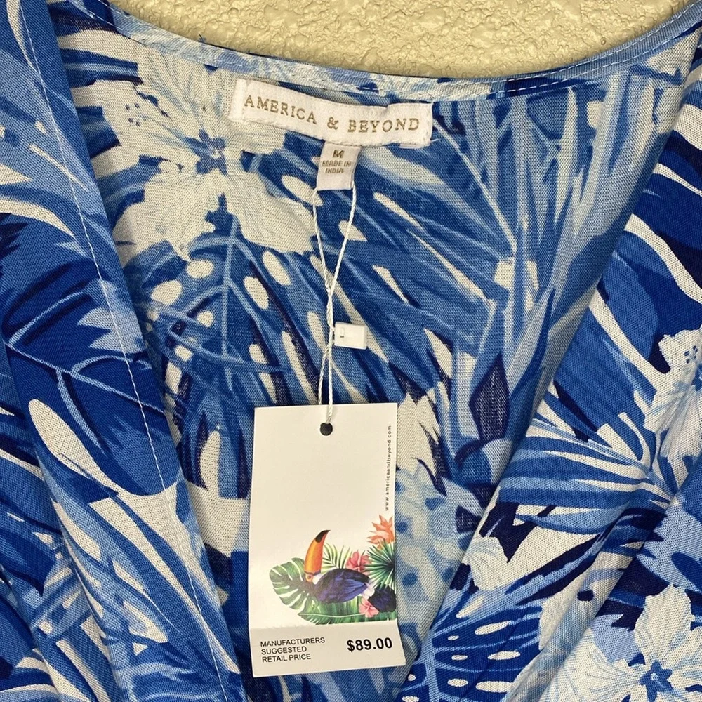 America and Beyond Blue and White Maxi Dress NWT Size M - Picture 3 of 11